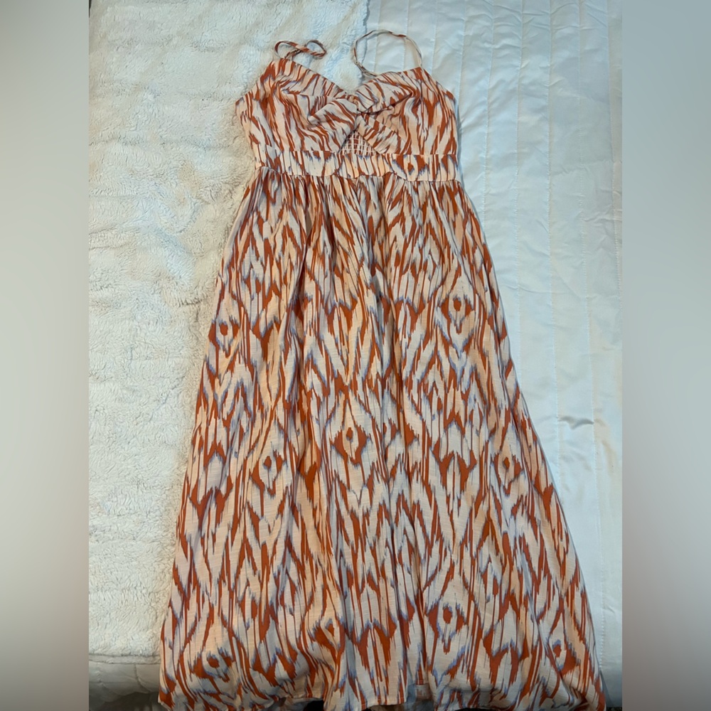 Nine West Vibrant Orange and White Jumpsuit